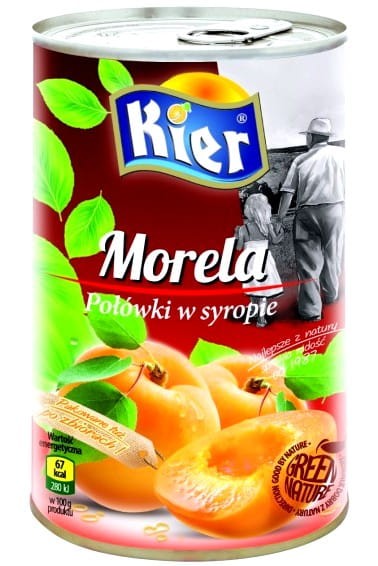 Morela Połówki w Syropie Obrane Do Sałatek i Deserów 425g KIER