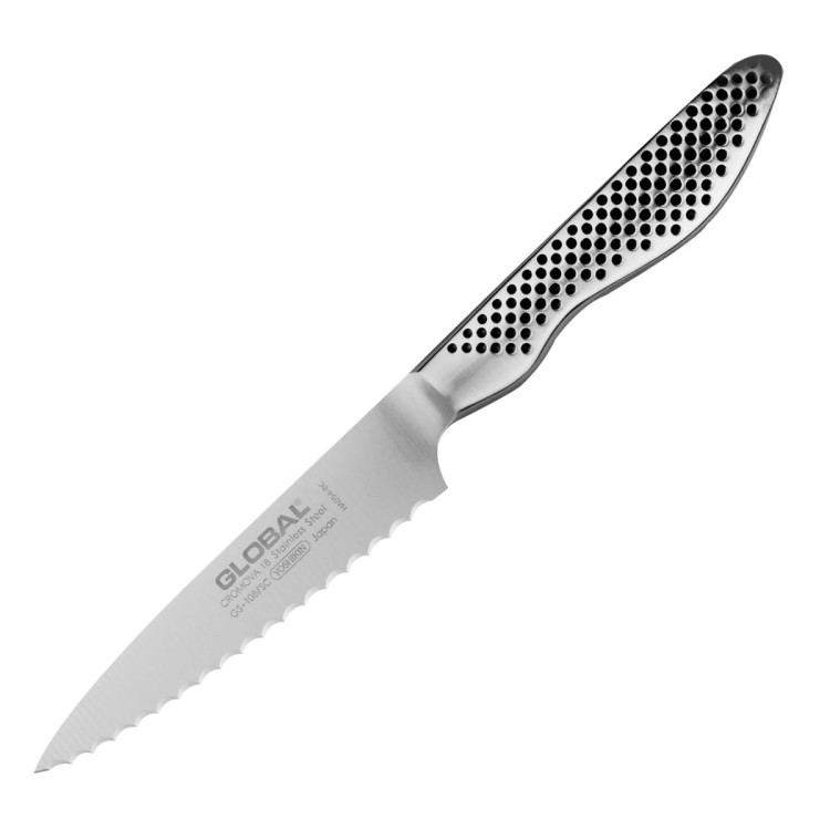 Global Japoński Ostry Nóż Kuchenny Uniwersalny Ząbkowany 11,5cm 56-58 HRC GS-108/SC