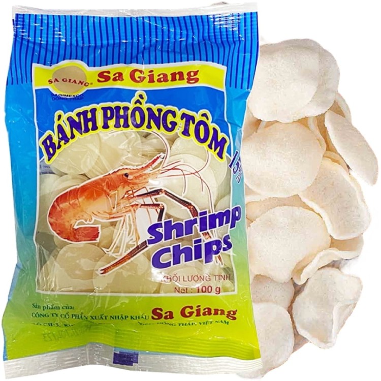 Przekąska Chrupiące Chipsy Prażynki Krewetkowe Do Smażenia 100g SA GIANG