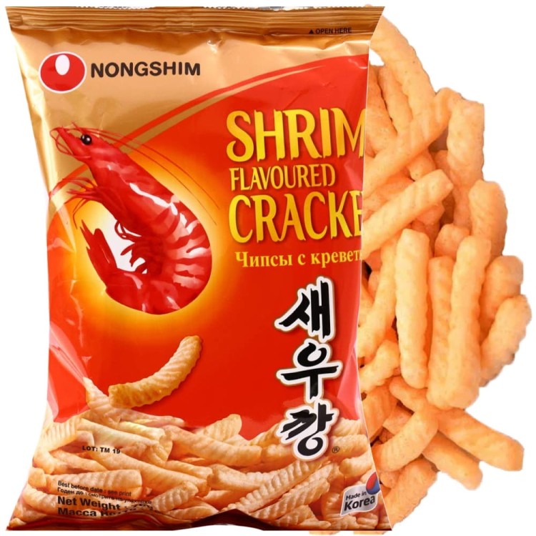 Koreańskie Chipsy KREWETKOWE Ostre Prażynki Intensywny Smak 75g NONGSHIM