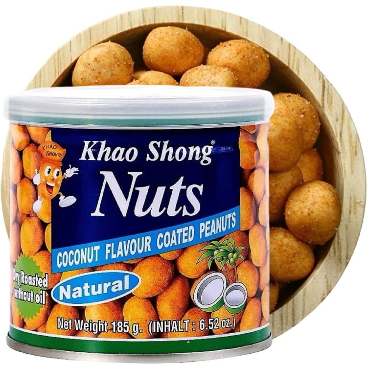 Tajska Chrupiąca Przekąska Orzeszki Ziemne w Skorupce Kokosowej 185g KHAO SHONG