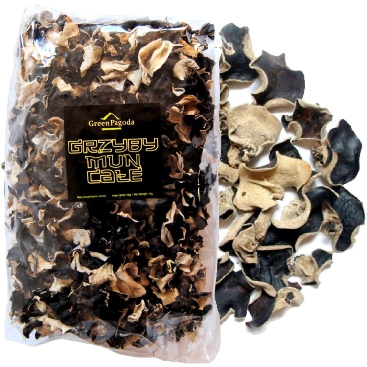 Suszone Grzyby MUN Całe Duże Mu Err Do Moczenia Duże Opakowanie 1000g 1kg GREEN PAGODA