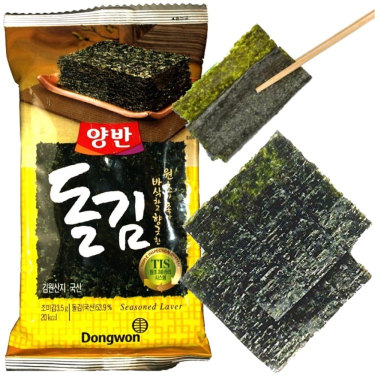 Koreańskie Nori Snacks Przekąska Chrupiące Wodorosty Prażone z Solą 3,5g DONGWON