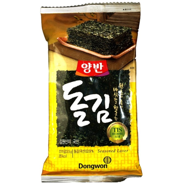 Koreańskie Nori Snacks Przekąska Chrupiące Wodorosty Prażone z Solą 3,5g DONGWON