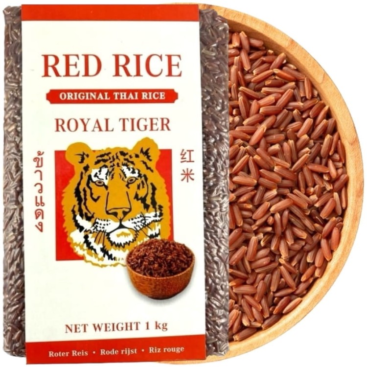 Tajski Ciemny Oryginalny Czerwony Ryż Zdrowy Bogaty w Błonnik 1kg 1000g ROYAL TIGER