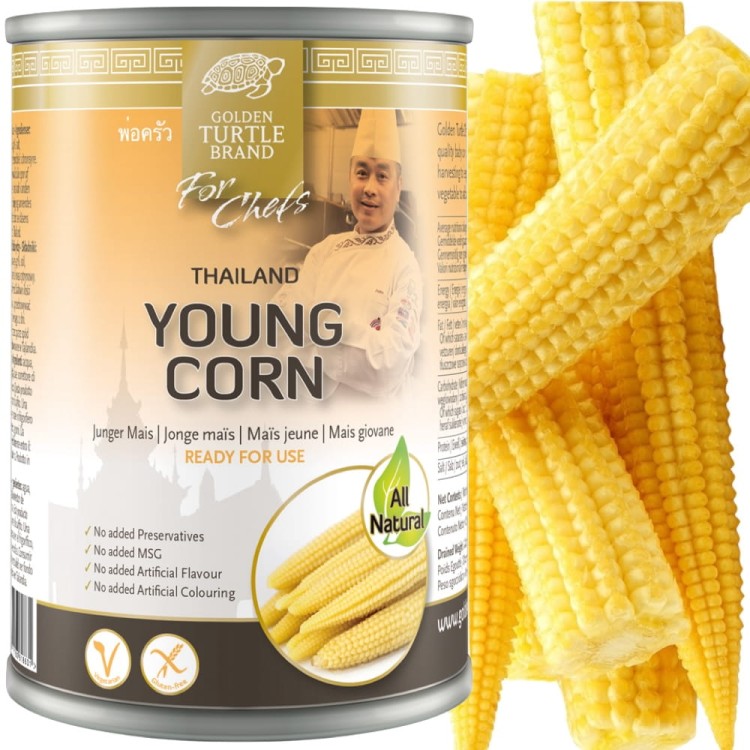 Mini Małe Kolby Kukurydzy Mała Kukurydza Do Smażenia Na Woku 425g GOLDEN TURTLE BRAND