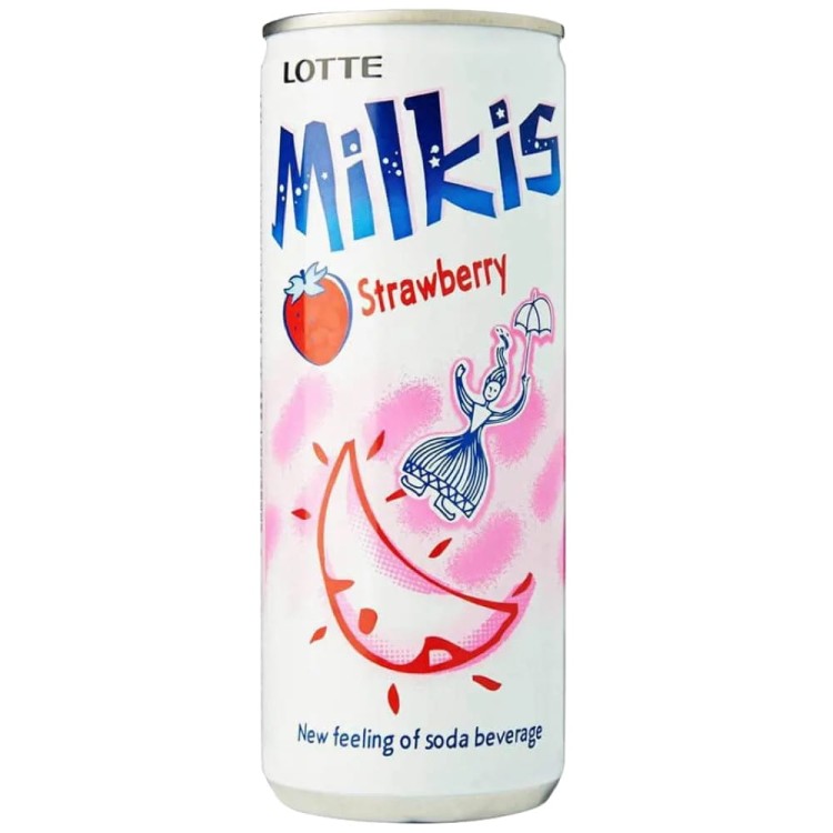 Mleczny Napój Gazowany Milkis o Smaku Truskawkowym 250ml LOTTE