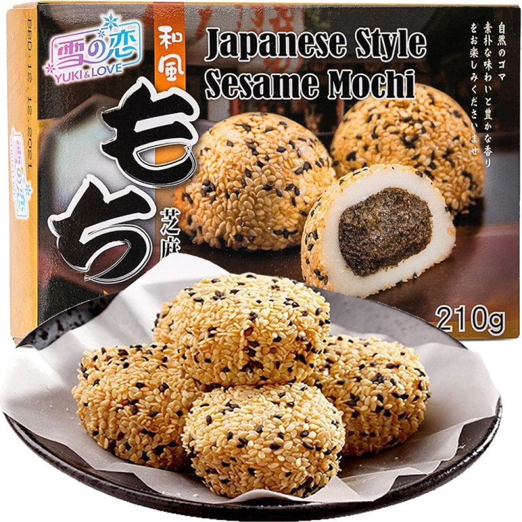 Ciastka Ciasteczka Ryżowe MOCHI z Sezamem Nadzienie Sezamowe Japońskie 210g YUKI & LOVE