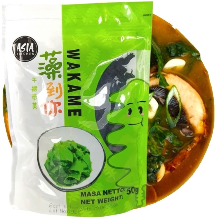 Suszone Wodorosty Glony Algi WAKAME Cięte Do Zupy MISO 50g ASIA KITCHEN