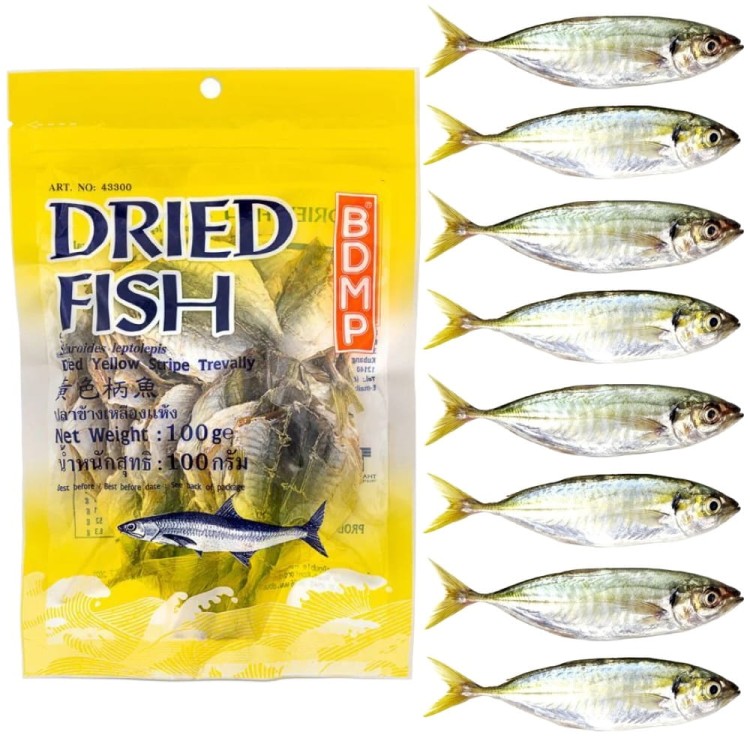 Suszone Rybki Karanks Żółtopłetwy Yellow Stripe Trevally Fish 100g BDMP