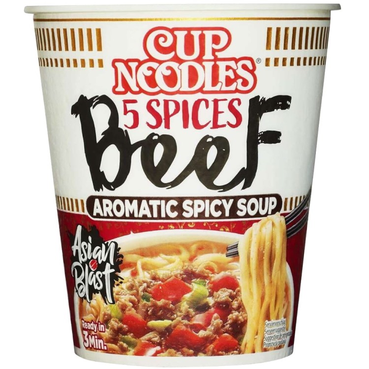 Japońska Zupka Błyskawiczna Makaron Instant Ramen Wołowina 5 Smaków Kubek Cup 64g NISSIN