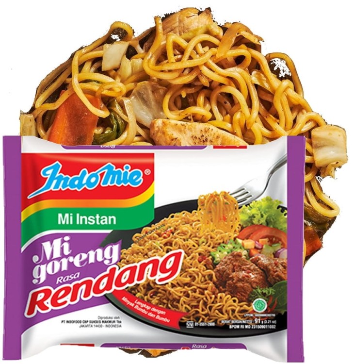 Indonezyjski Makaron Zupka Stir Fry MI GORENG RENDANG Instant Noodles 80g INDOMIE