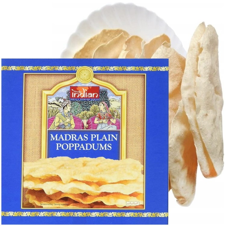 Indyjskie Kruche Placki Poppadums Madras 12-15 Sztuk Przekąska 112g TRULY INDIAN - Sushi-Sklep.pl
