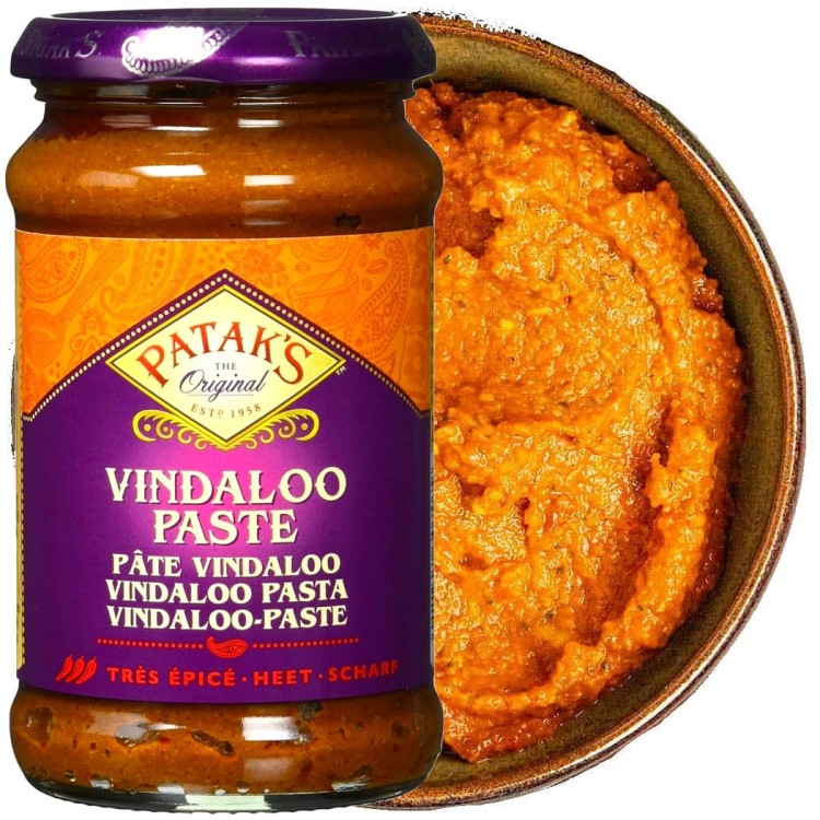 Indyjska Gęsta Aromatyczna Pasta VINDALOO Curry Paste Ostra Hot 283g PATAKS