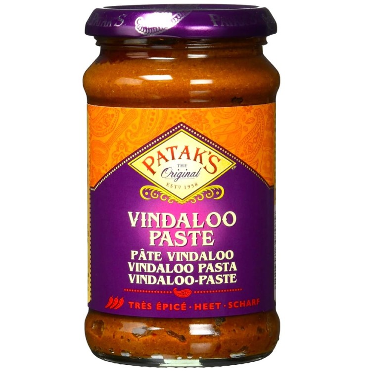 Indyjska Gęsta Aromatyczna Pasta VINDALOO Curry Paste Ostra Hot 283g PATAKS