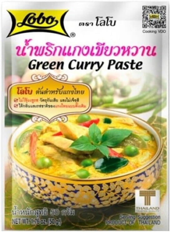 Tajska Ostra Zielona Pasta Zielone Curry Green Curry Paste Saszeta 50g LOBO