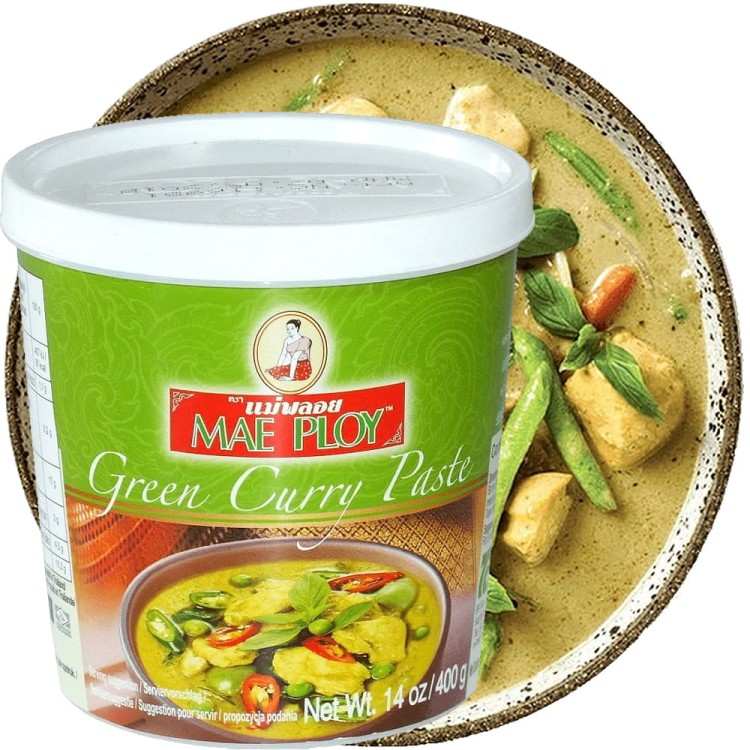 Tajska Bardzo Ostra Zielona Pasta Zielone Curry Mix Przypraw 400g MAE PLOY