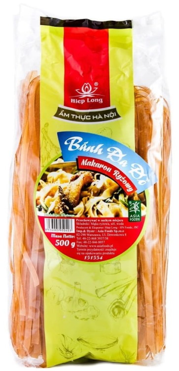 Makaron Ryżowy Czerwony Wstążki Tasiemki 7mm Do Woka Sałatek i Zupy 500g HIEP LONG