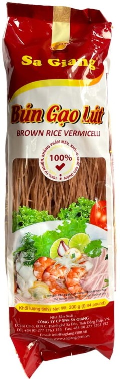 Wietnamski Makaron Ryżowy Brązowy Vermiceli Nitki Bez Glutenu 200g SA GIANG