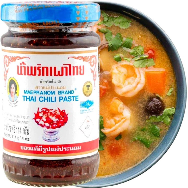 Tajska Pasta Chili z Krewetkami Nam Prik Pao Tom Yum 114g MAEPRANOM BRAND