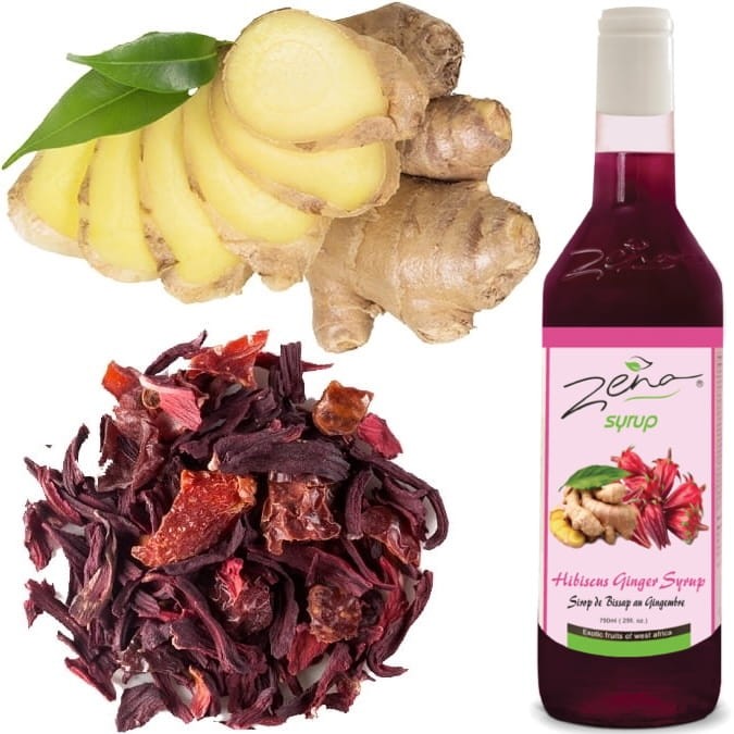 Syrop Hibiscus Imbir Do Drinków Napojów Lodów o Smaku Hibiscusa i Imbiru 750ml ZENA