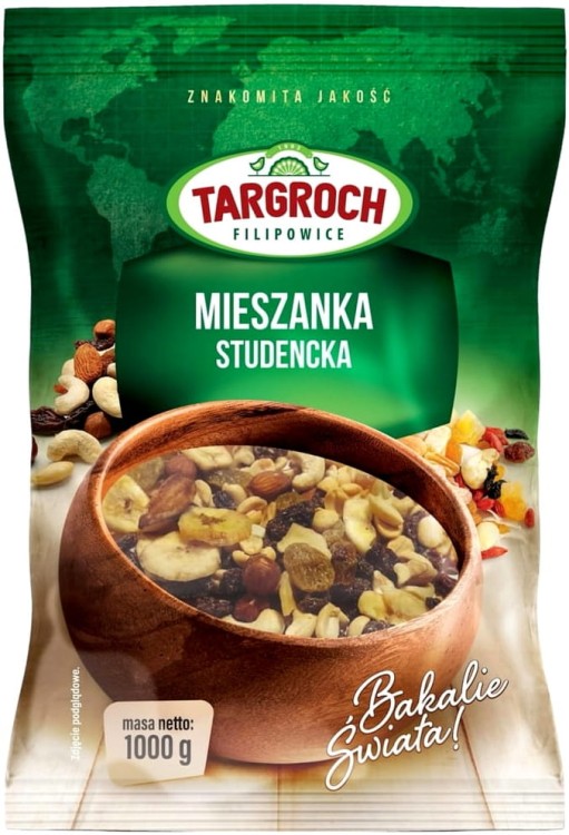 Naturalna Mieszanka Studencka Orzechów Orzechy Bakalie 1kg 1000g TARGROCH