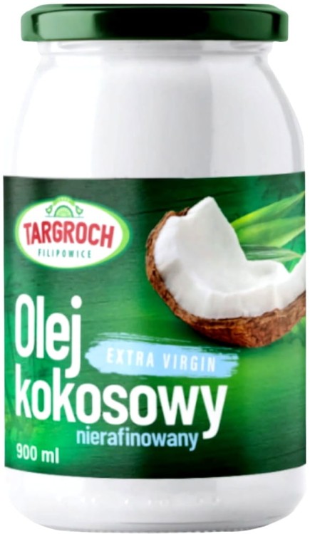 Olej Kokosowy Nierafinowany Extra Virgin Tłoczony Na Zimno 900ml TARGROCH