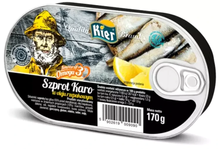 Szprot Karo w Oleju Rzepakowym w Puszce Omega 3 Karo Sprat Canned 170g KIER