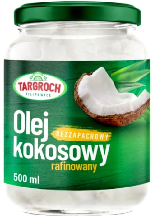 Zdrowy Olej Kokosowy Bezzapachowy Rafinowany Do Smażenia 500ml TARGROCH