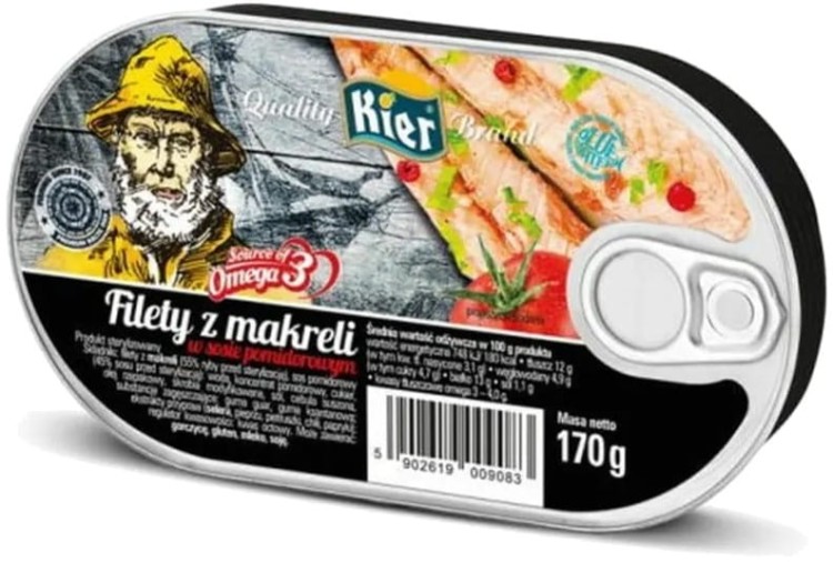 Filety z Makreli w Sosie Pomidorowym Mackerel Fillets In Tomato 170g KIER