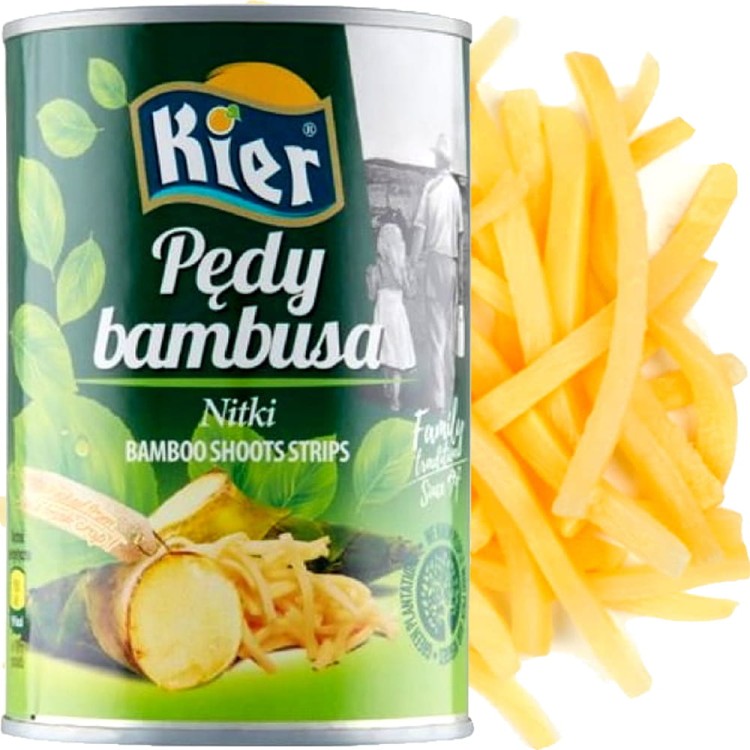 Chińskie Pędy Bambusa Paski Nitki Bambus w Puszce Bamboo Strips 400g KIER