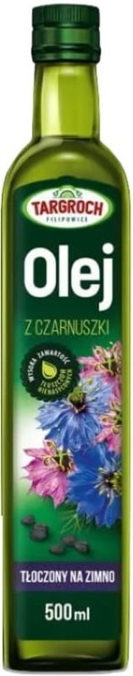 Zdrowy Olej z Czarnuszki Zimno Tłoczony Nierafinowany Omega3 500ml TARGROCH