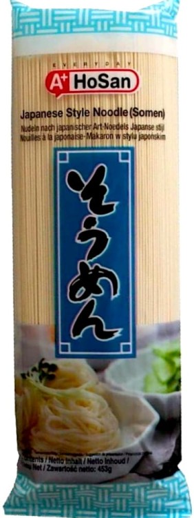 Koreański Makaron Pszenny Somen Wstążki Do Zupy i Sałatki 453g A+ HOSAN