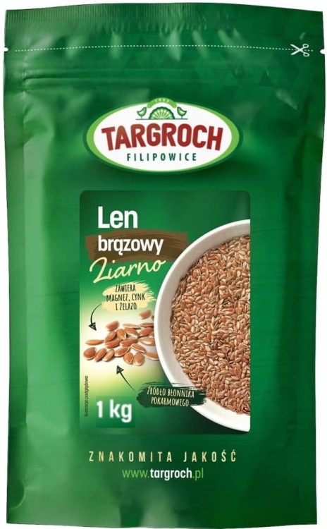 Siemię Lniane Len Brązowy Ziarno Lnu Naturalne Świeże 1kg 1000g TARGROCH
