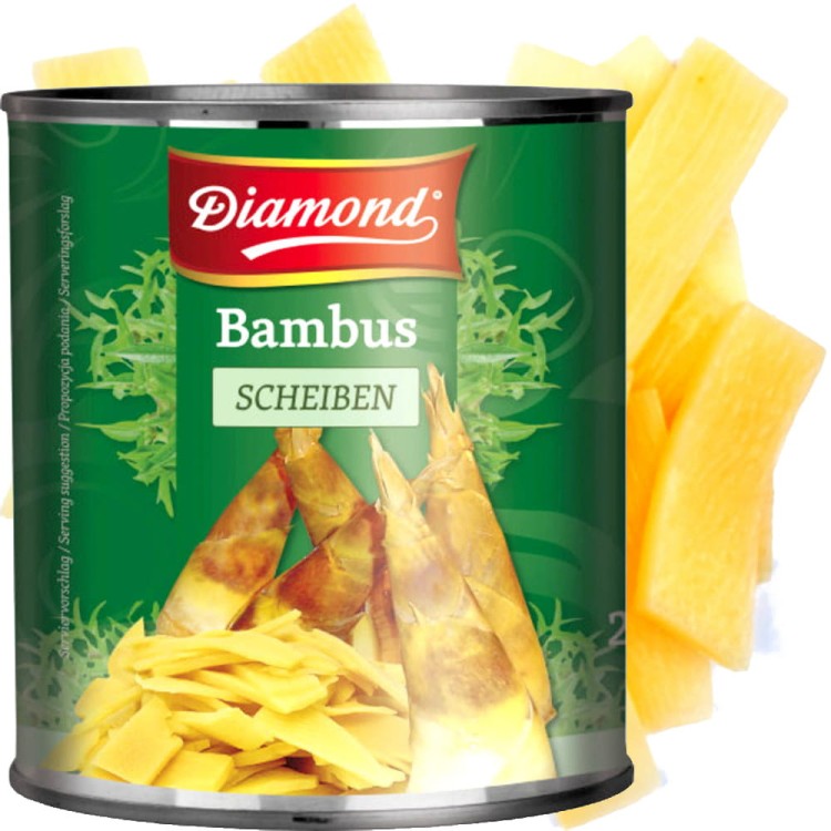 Chińskie Pędy Bambusa w Plastrach Duża Gastronomiczna Puszka 2840g 2,84kg DIAMOND