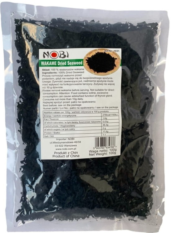 Suszone Wodorosty Glony Algi WAKAME Cięte Do Zupy MISO 100g ASIA KITCHEN