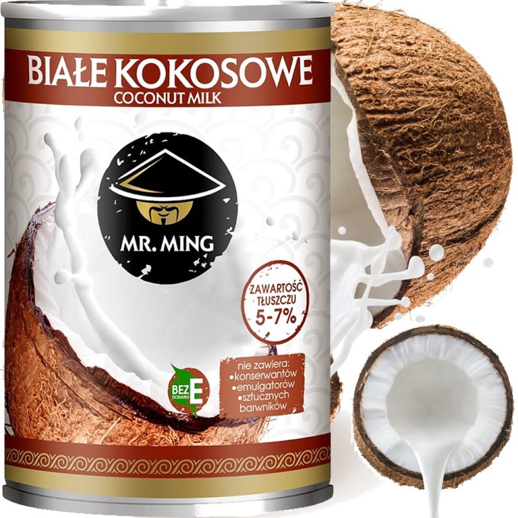 Naturalne Mleko Mleczko Kokosowe 5-7% Tłuszczu Bez Dodatków 400ml MR. MING