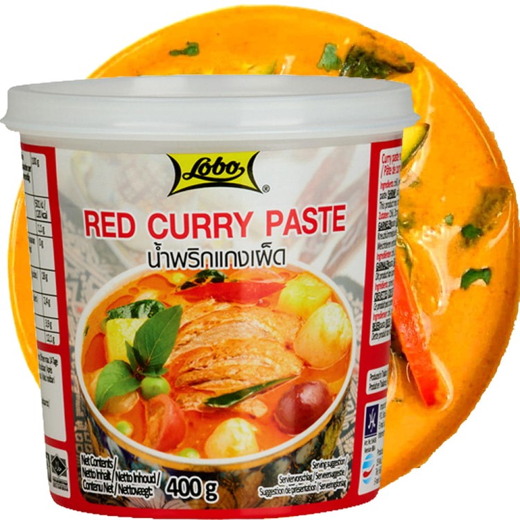 Czerwona Tajska Pasta Curry z Ostrych Papryczek Chili Bez Glutenu 400g LOBO