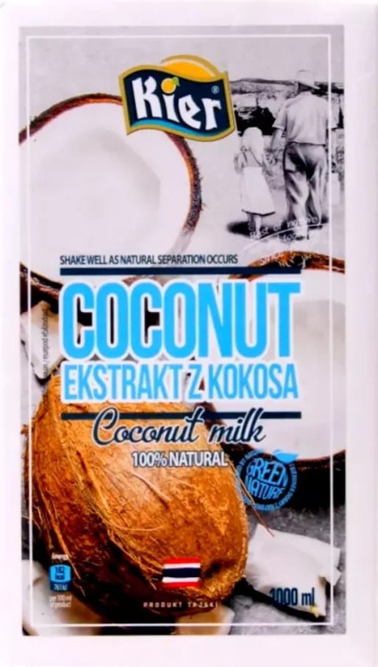 Naturalne Mleko Mleczko Kokosowe Ekstrakt z Kokosa Dobry Skład 1000ml KIER