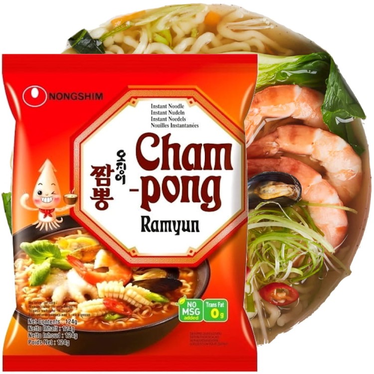 KARTON Koreańska Zupka Błyskawiczna Instant Owoce Morza Cham-Pong 20x124g NONGSHIM