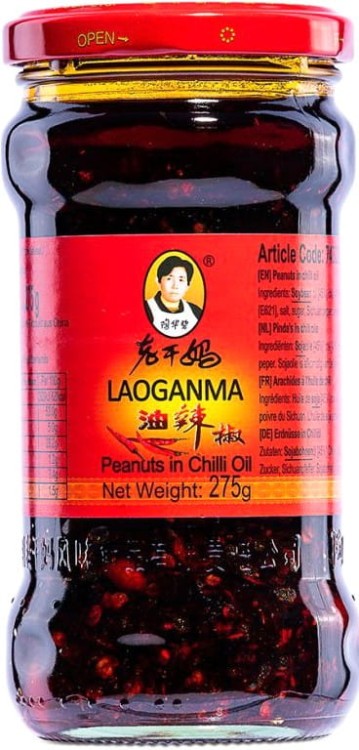 Gęsta Pasta Orzeszki Orzechy Ziemne w Oleju Chilli 275g LAO GAN MA