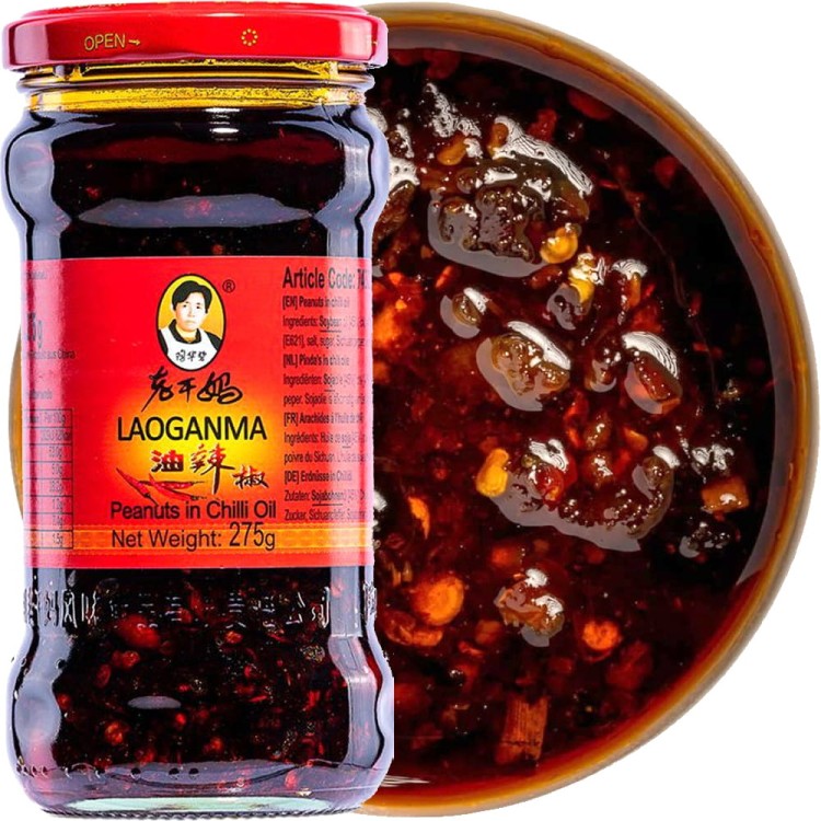 Gęsta Pasta Orzeszki Orzechy Ziemne w Oleju Chilli 275g LAO GAN MA