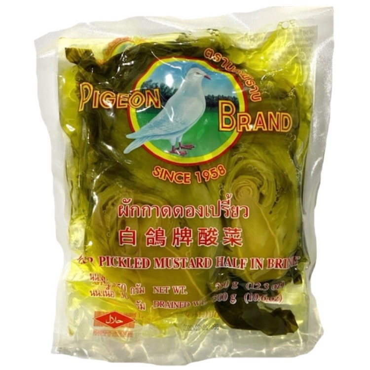 Tajskie Piklowane Kwaśne Liście Musztardowe w Solance 350g PIGEON BRAND