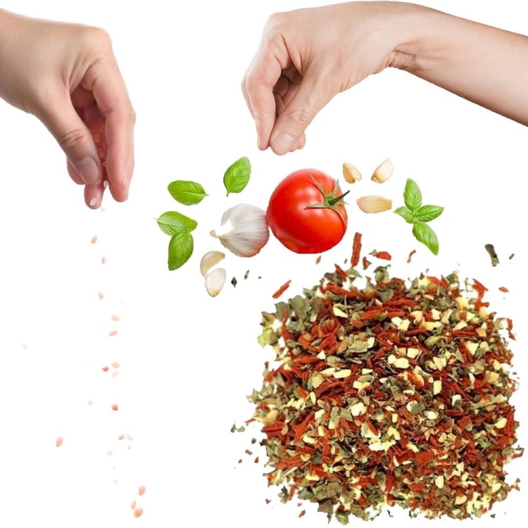 Pomidory z Czosnkiem i Bazylią Suszona Aromatyczna Ziołowa Przyprawa 50g SKWORCU