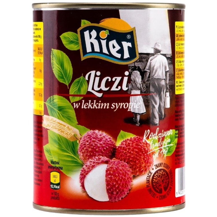 Lychee Liczi w Syropie Drylowane w Puszce Słodki Azjatycki Smak 567g KIER