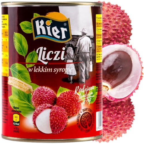 Lychee Liczi w Syropie Drylowane w Puszce Słodki Azjatycki Smak 567g KIER