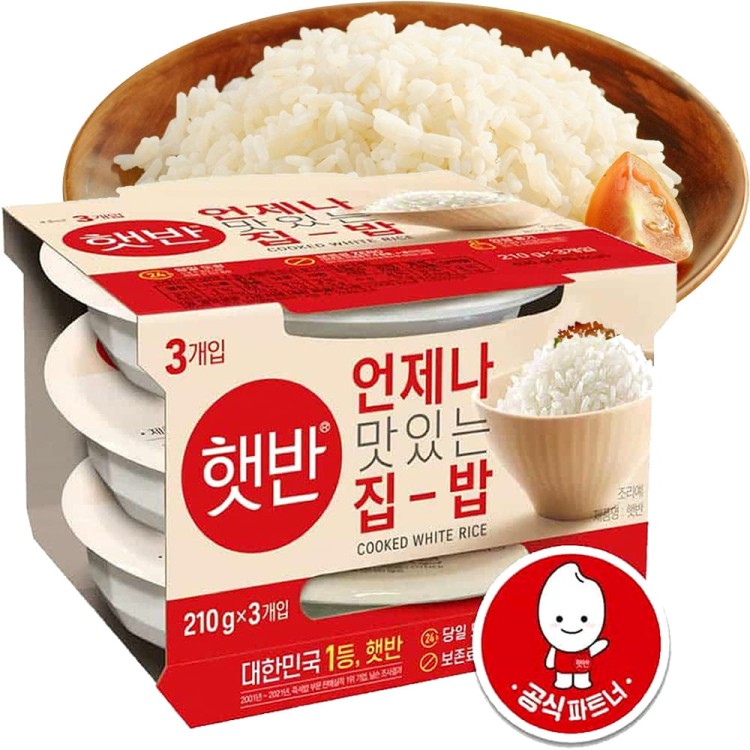 WIELOPAK Koreański Gotowany Biały Ryż Kleisty w Miseczce HETBAN 3x210g CJ FOODS