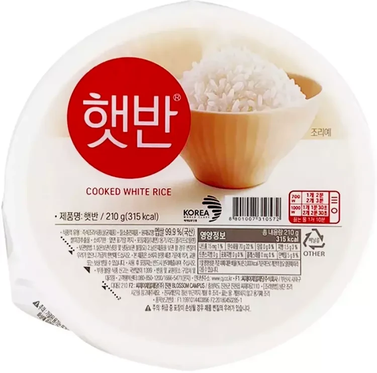 Koreański Gotowany Biały Ryż Kleisty w Miseczce HETBAN 210g CJ FOODS