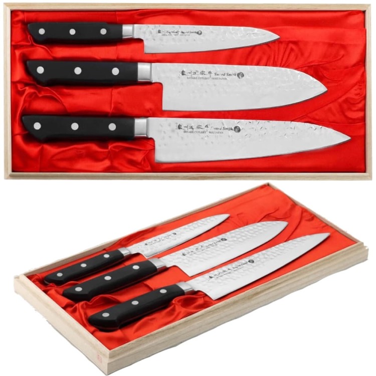 Satake Noushu Japoński Zestaw 3 Noży Na Prezent Drewniane Pudełko HG8792W