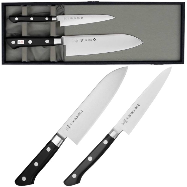 Zestaw 2 Noży Tojiro Classic VG-10 Japoński Nóż Uniwersalny 12cm i Santoku 17cm